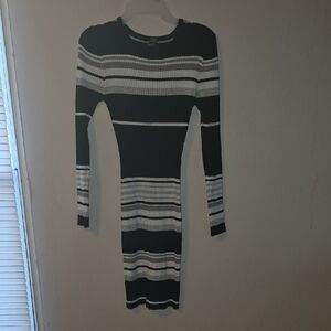 Rue21 Black and White Striped Long Sleeve Dress
